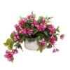 Plante artificielle en pot avec fleurs roses